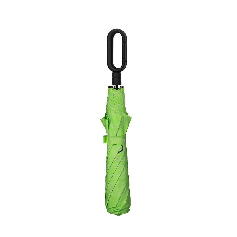 Green Semi Automatic 2 Folding Umbrella with Zero Hook Handle