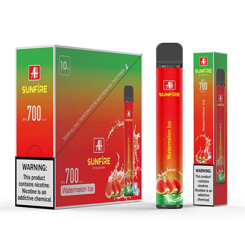 Alibaba Original Sunfire tpd 700 Puffs Einweg Vape 2ml vorgefüllt Vape Pen Device Elektronische Zigarette Boden Licht Vaporizer 600 700 Puffs Factory Supply