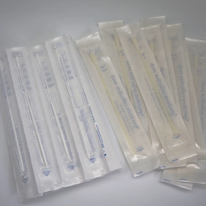 Disposable Flocked Nylon Throat / Nasopharyngeal Virus Test Sterile Collection Swabs