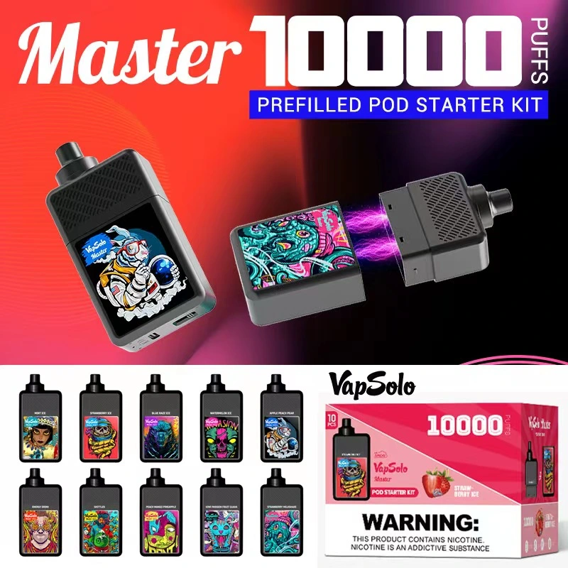 New Hot Sale Amazon Factory Cheap e cigarro Vapsolo Master 20 ml 10000 puffs Vape 10K Hookah Electronic preço por grosso descartável Caneta de papel com cápsulas de substituição