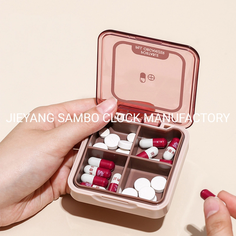 Mini brillant Candy 4 cellules médicale quotidienne boîte à bijoux pilule portable en plastique