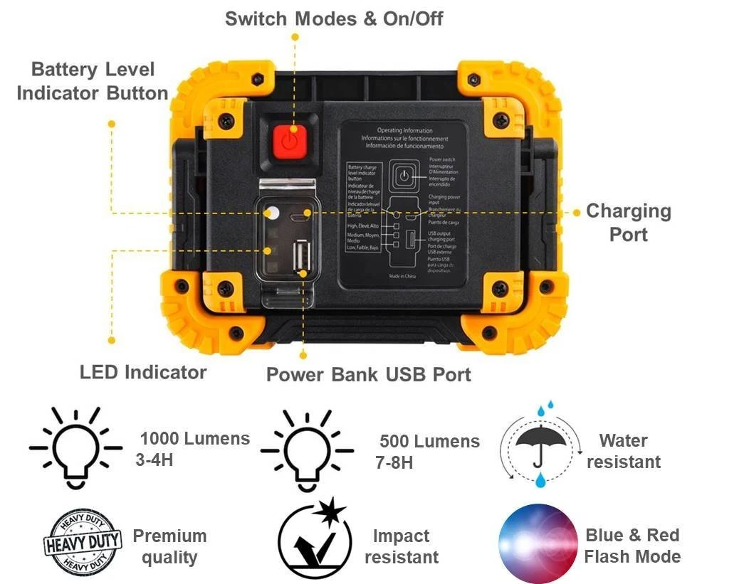 Outdoor Emergency LED Spot Working Lighting Car Repair with Hook Magnetic Rechargeable LED Work Lamp Camping Hunting COB LED Work Light