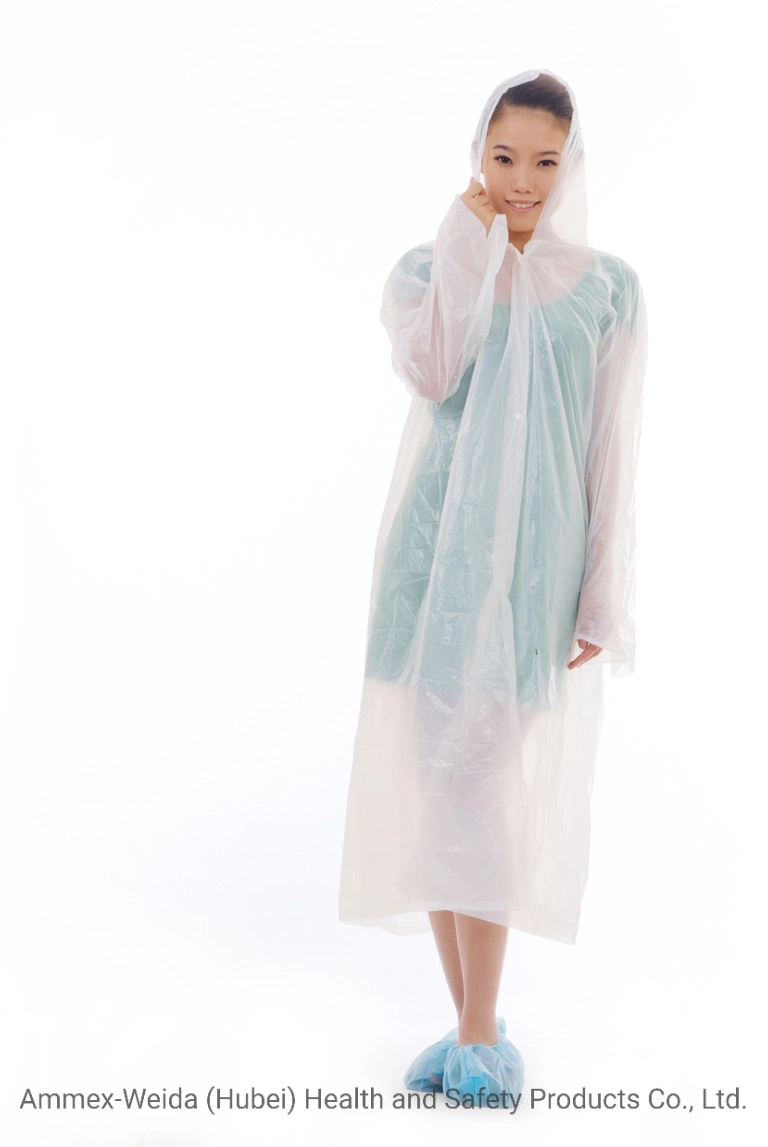 Disposable PE Visitor Coat with Long Sleeves for Prevent Dust and Waterproof in Factory or Visiting Workshop