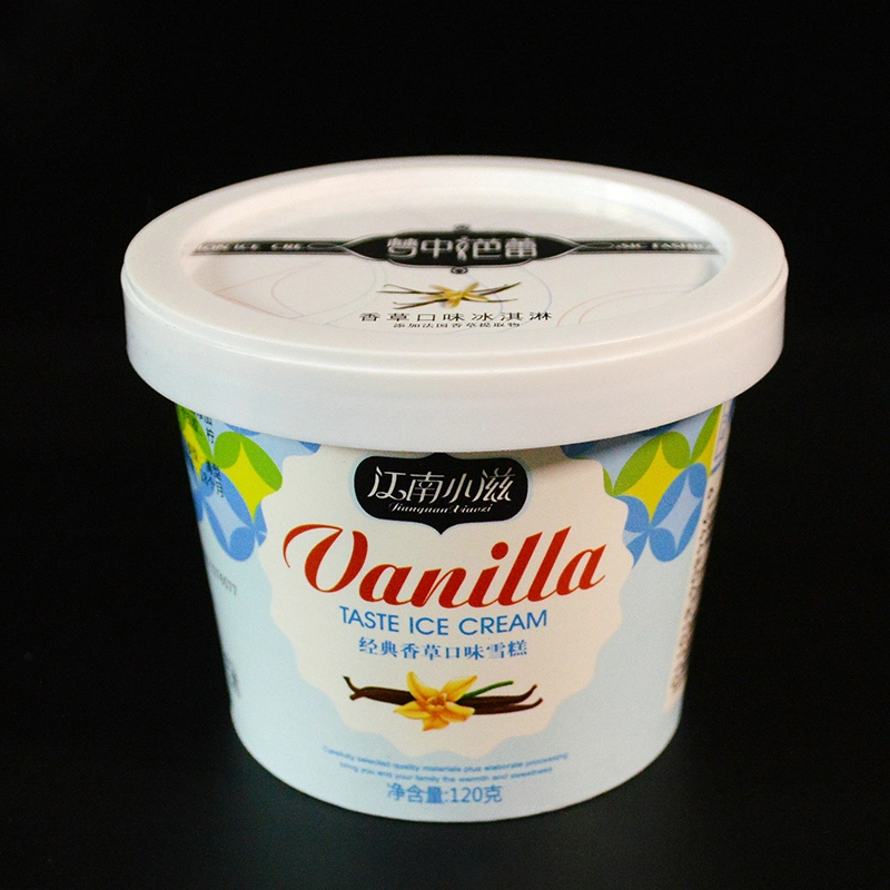 Custom Logo Printed Disposable Biodegradable Paper Ice Cream Cups 16oz with Spoons