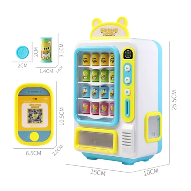 Children Mobile Payment Large Screen Selling Machine Intellectual Toy Pink and Blue Emulational Vending Machine Toys for Kids