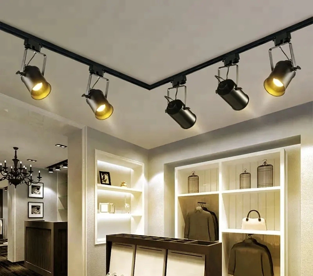 Vintage Black Loft Track Lamp Shops Bars Decorative E27 Spotlights Industrial Retro LED Ceiling Track Light