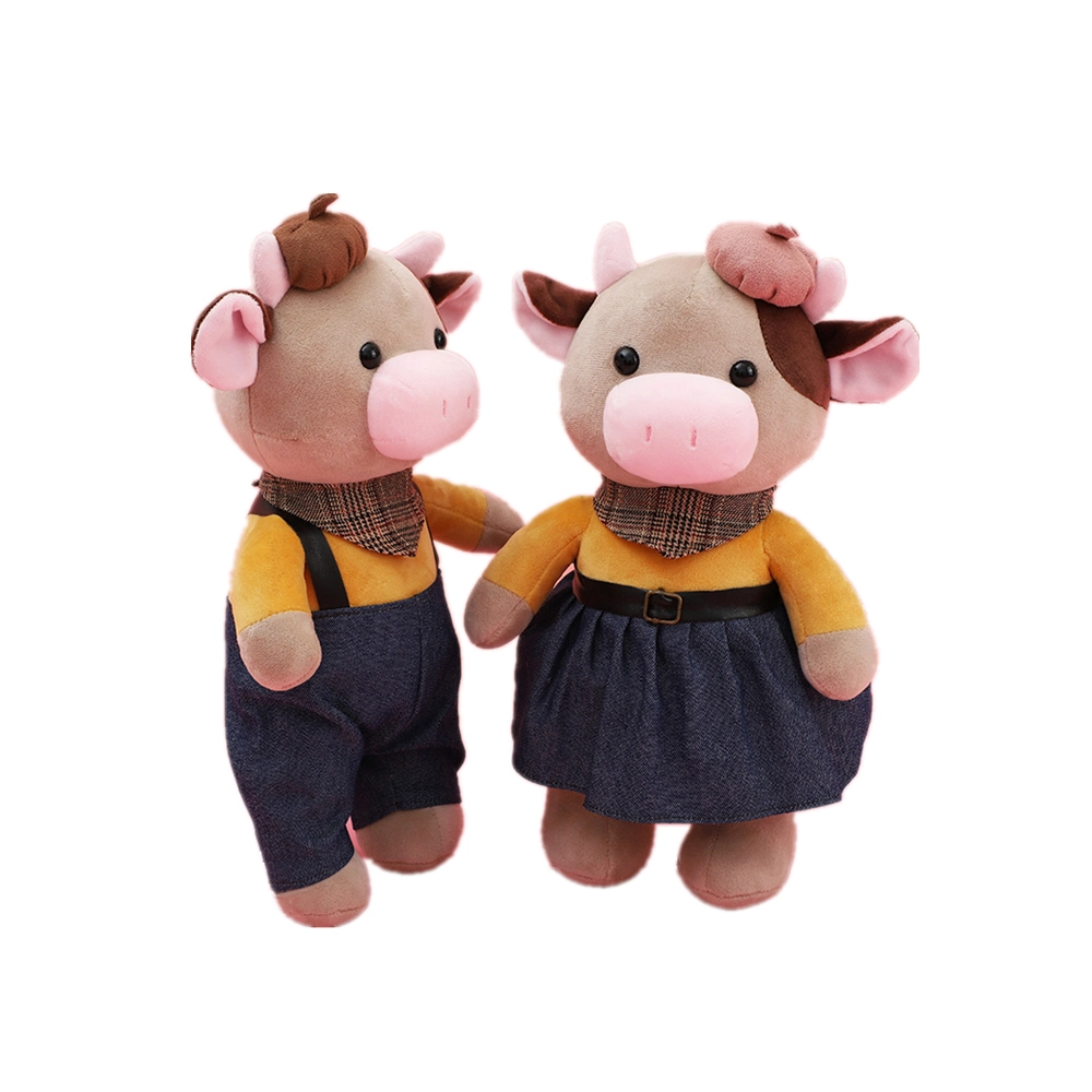 2021 Year Mascot New Design Custom Plush Cow Toy Well Dressed