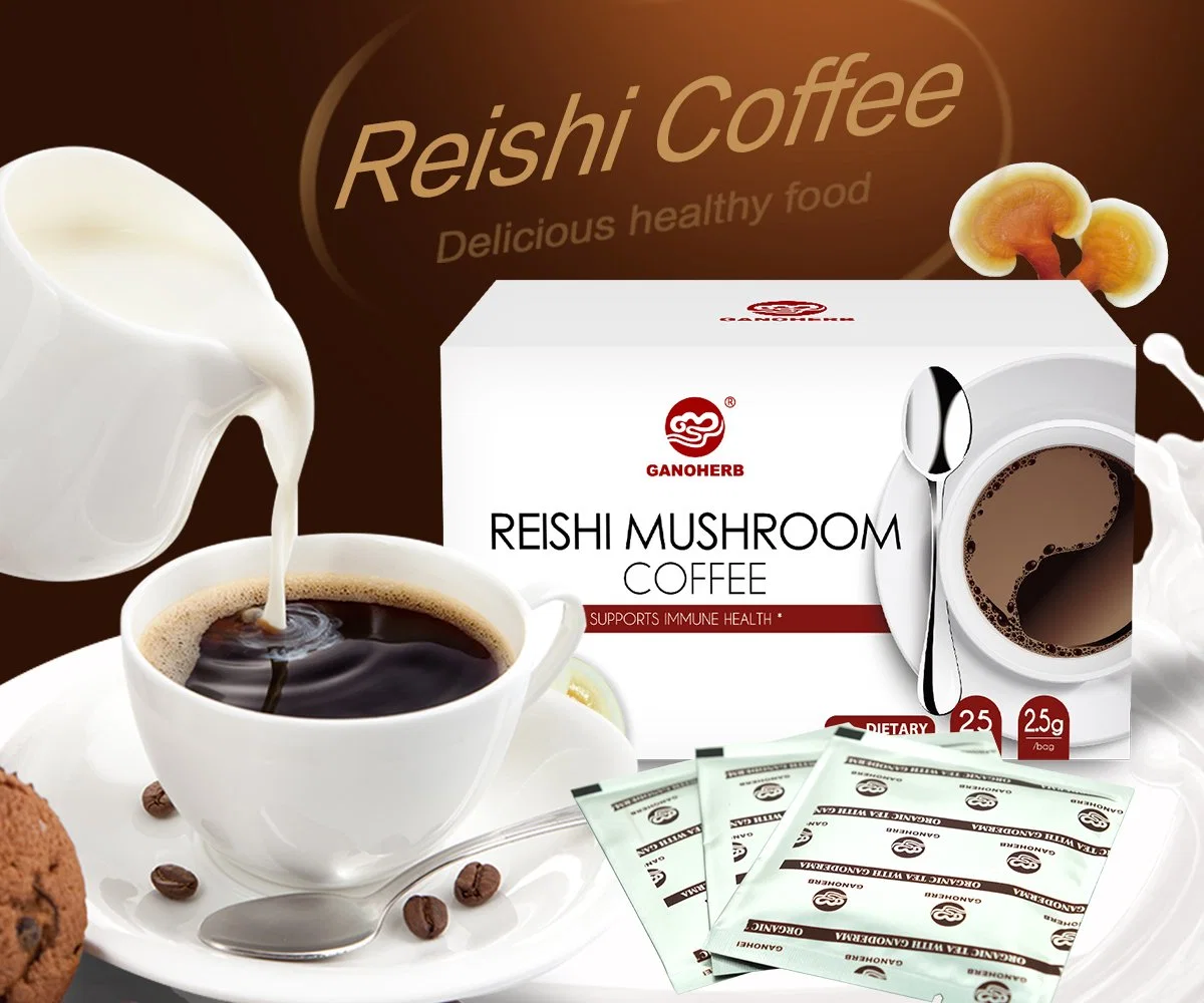 OEM Reishi Mushroom Ganoderma Black Instant Coffee 2 in 1 Lingzhi Coffee