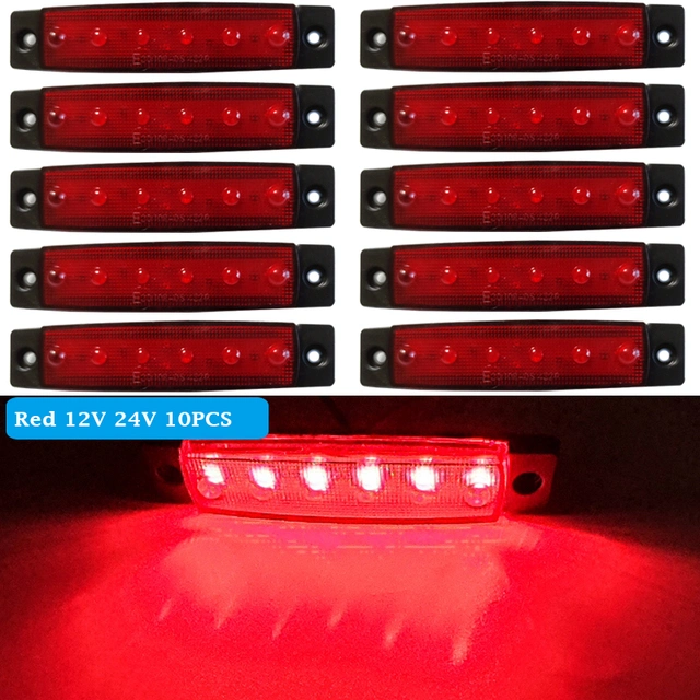 Gumdaat 12V 24V LED Bus Side Marker Red Indicators Lamp Car Signal Brake Rear Warning Trailer Lights for Scania Truck Accessories