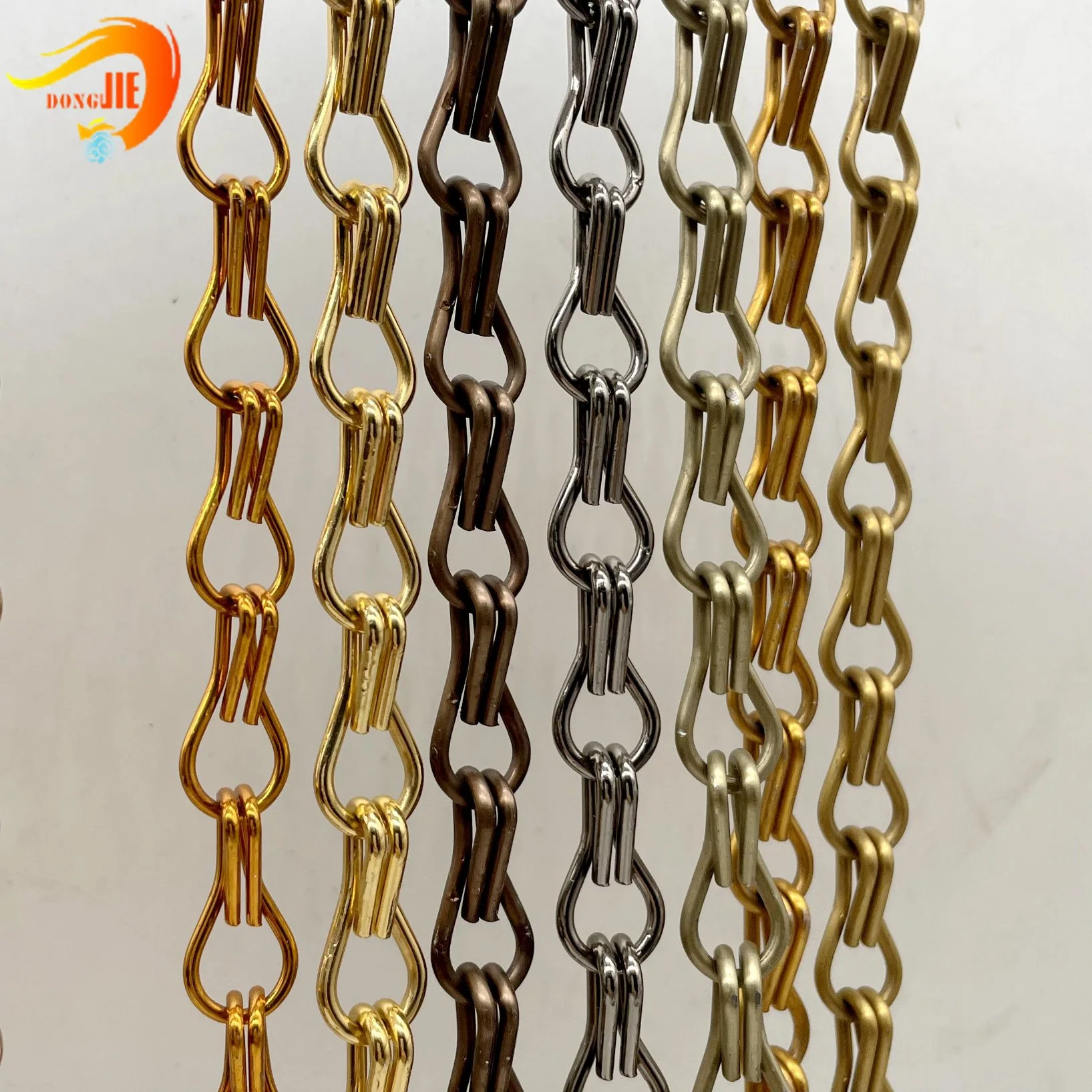 Colored Aluminum Door Curtain Double Hook Chain Link Fly Curtain