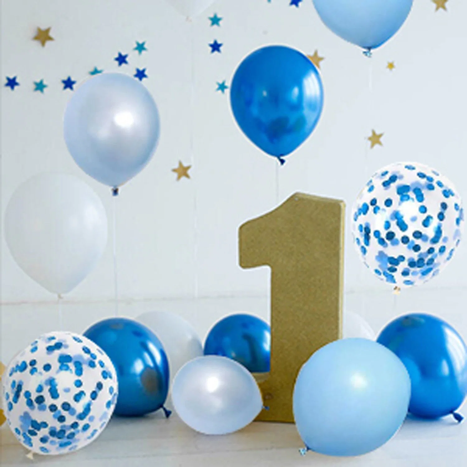 12 Inch Light Baby and White Party Blue Confetti Latex Balloons for Birthday Wedding Party Decoration