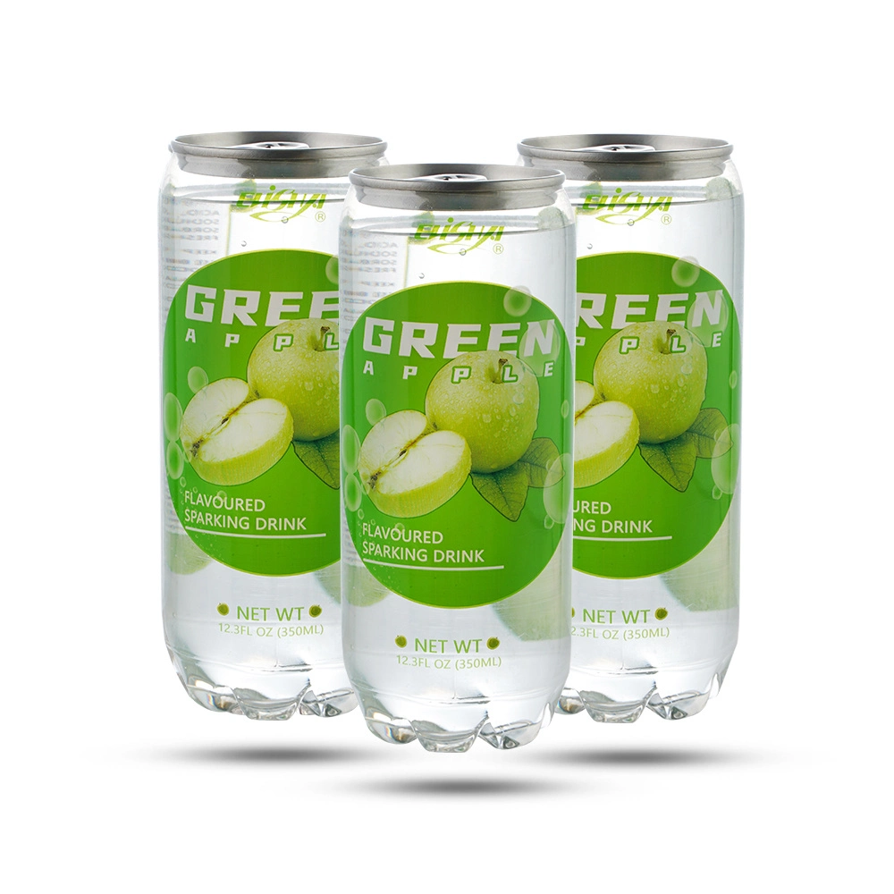 350ml Can Sparkling Carbonated Water with Green Apple Flavor - OEM Service