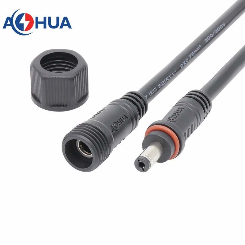 Hot Sales IP65 Waterproof Power Signal DC Connector M14 with 20AWG Electrical Wire 5.5*2.1/2.5mm Type Pre-Wire Male Female Extension Cord for Car Vdr Equipment