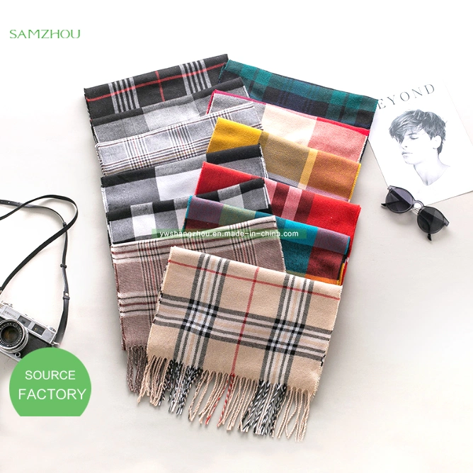 Hot Sale Cashmere Plaid Scarf Fashion Men Shawl with Fringes