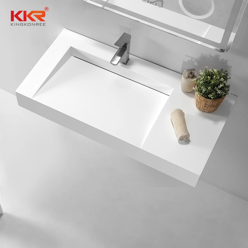 White Slope Solid Surface Wash Basin Wall Mount Bathroom Ramp Sink