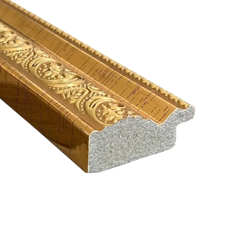 Luxury Gold Color Ceiling Carving Cornice Moulding PU Building Decoration for Sale