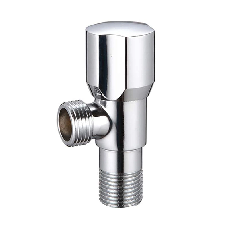 Chrome Finish Angle Valve Two-Way Zinc Alloy Handle Water Angle Valve Brass Angle Stop Valve for Bathroom Toilet Kitchen