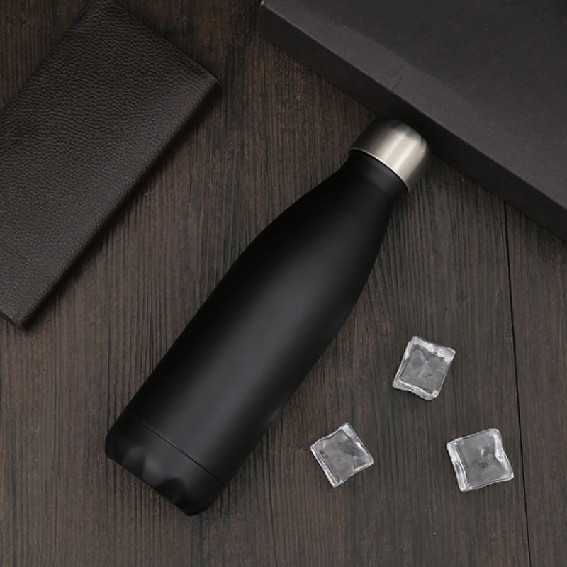 Matte Black 500ml Cola Shaped Flasks Thermos Vacuum Water Bottle