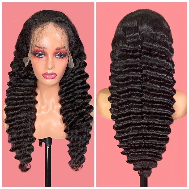 Fblhair Raw cabelo humano Deep Wave 13X4 Wigs sem colagem HD Wigs frontais de Lace total