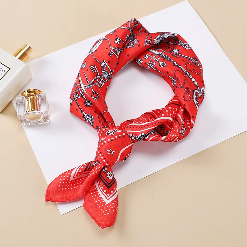 New Fashion Imitation Silk Ins Popular Design 53*53cm Custom Printed Square Polyester Lady Scarf