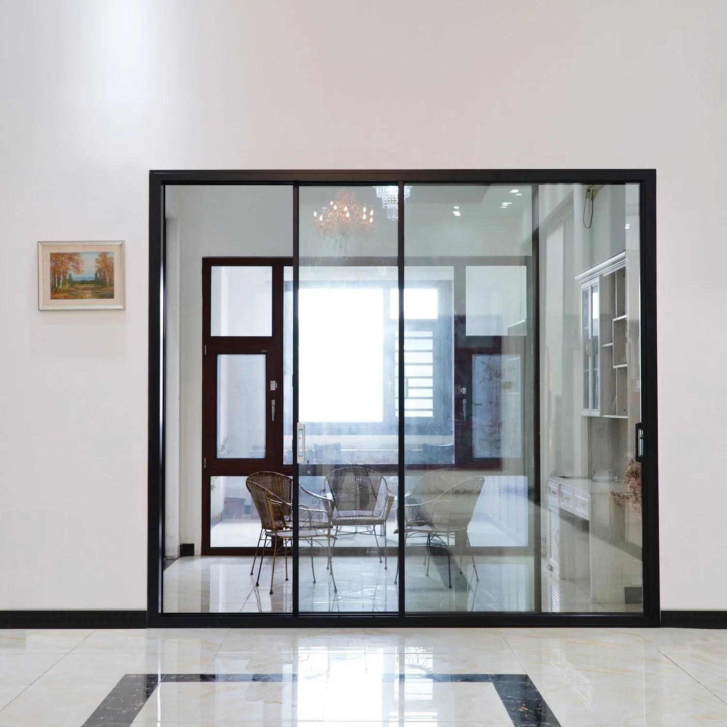 Latest Design Narrow Frame/Slim Frame Balcony Double Tempered Glass Exterior/Interioraluminum Sliding Door