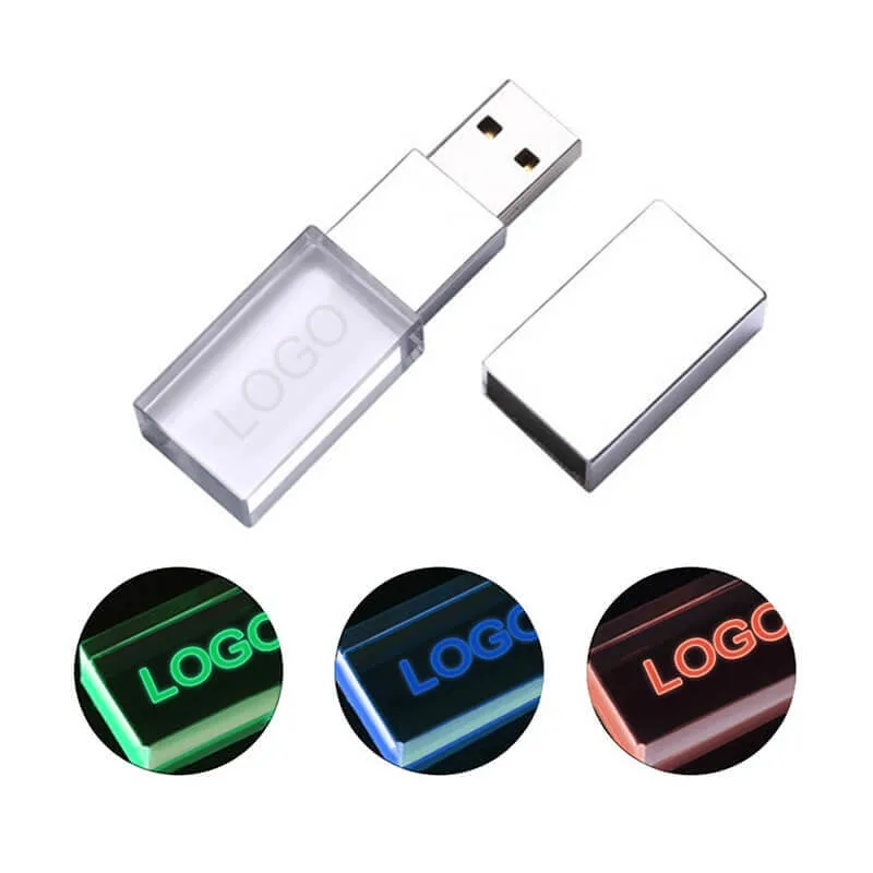 Crystal+Metal USB Stick Memory with Bright Light Logo Customized