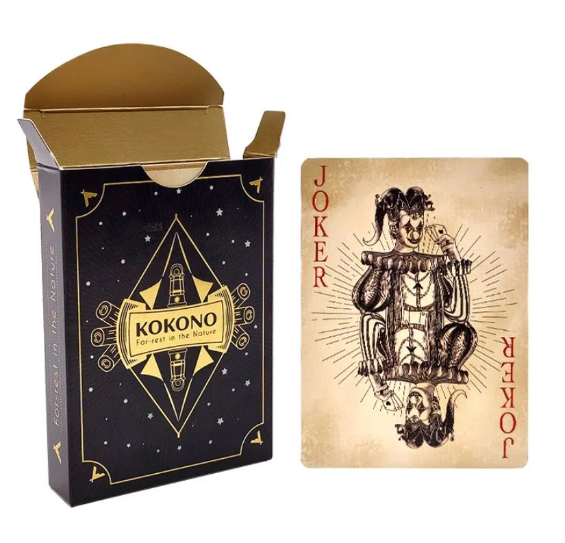 Logotipo personalizado regalo de promoción creativa Poker Gold Hot Stamping el papel de entretenimiento jugando cartas de Poker