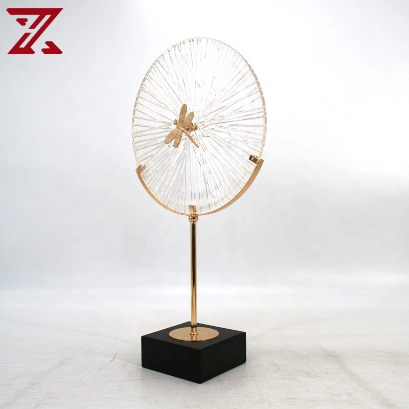 Wholesale/Supplier Metal Dragonfly Decor Gold Glass Decoration Crafts for Table Top Accessories