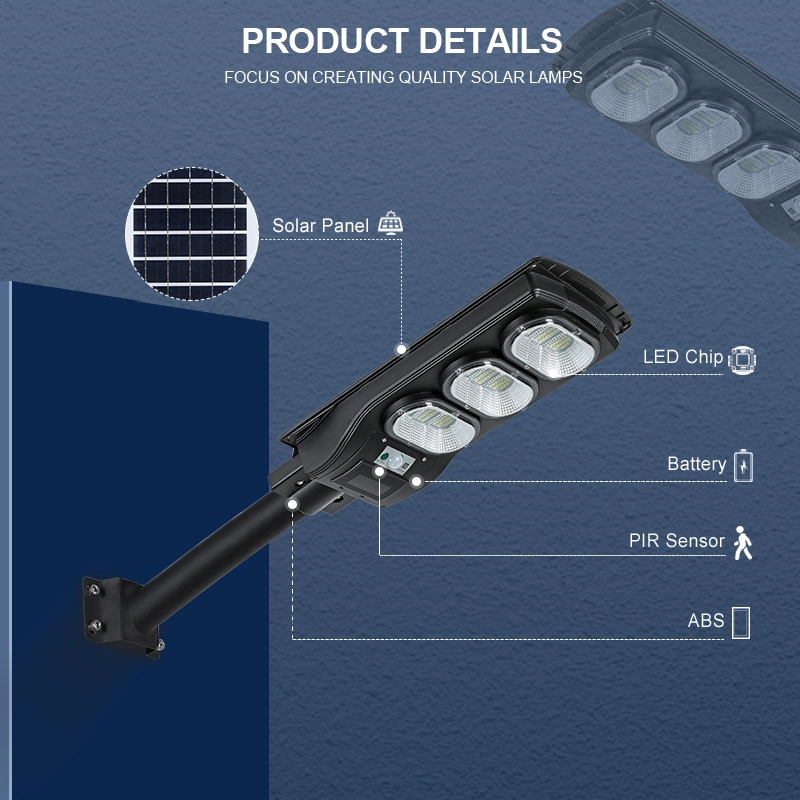 Alltop Prix de gros 30 60 90 Watt IP65 Étanche SMD Noir Extérieur LED Tout en Un Lumière Solaire de Rue