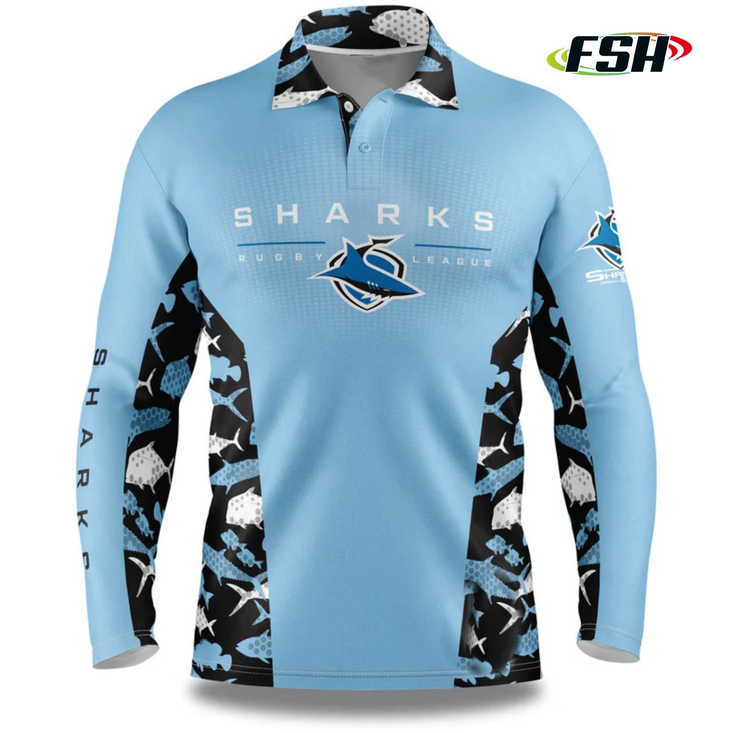 Sublimation Fishing Jersey UV Protection Tournament Men Quick Dry Polo Shirts