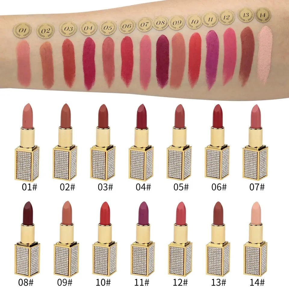 High quality/High cost performance  Beauty Woman Luxury Diamond Smooth Cosmetic Waterproof Long Lasting Cruelty Free Vegan Private Label Matte Lipstick