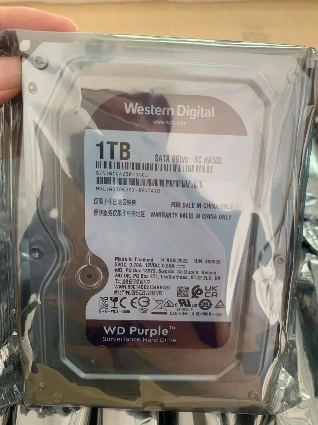 100% Nuevo Wd púrpura 1TB de disco duro 2TB de disco duro 4TB 6TB de disco duro de vigilancia Wholesale/Supplier