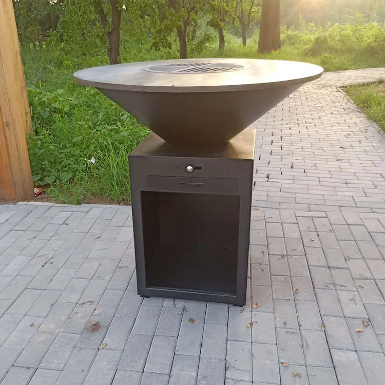 Outdoor Kitchen Corten Steel Barbecue Smoker Charcoal BBQ Grills