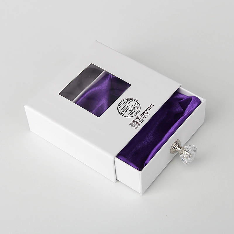 Necklace Earring Jewelry Storage Purple Satin Lined Matte Drawer Jewelry Packaging Box Set