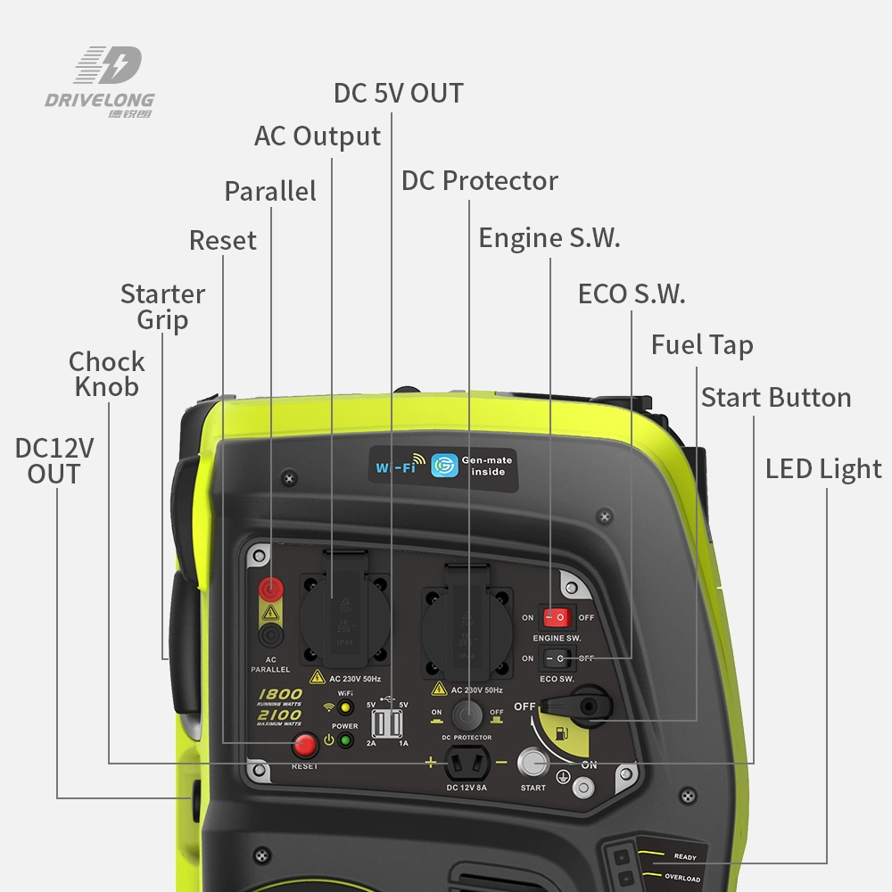 Factory 2kw CE Portable Power Petrol Gasoline Generators Inverter with Stocks in Germany