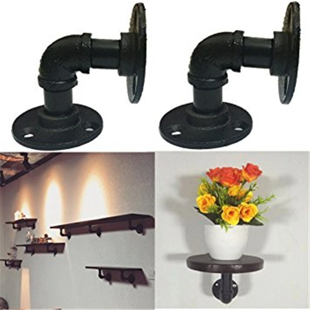 3/4" Industrial Pipes Plumbing Pipe Fittings Black Iron Pipe Shelf Brackets Decorative Home Furniture