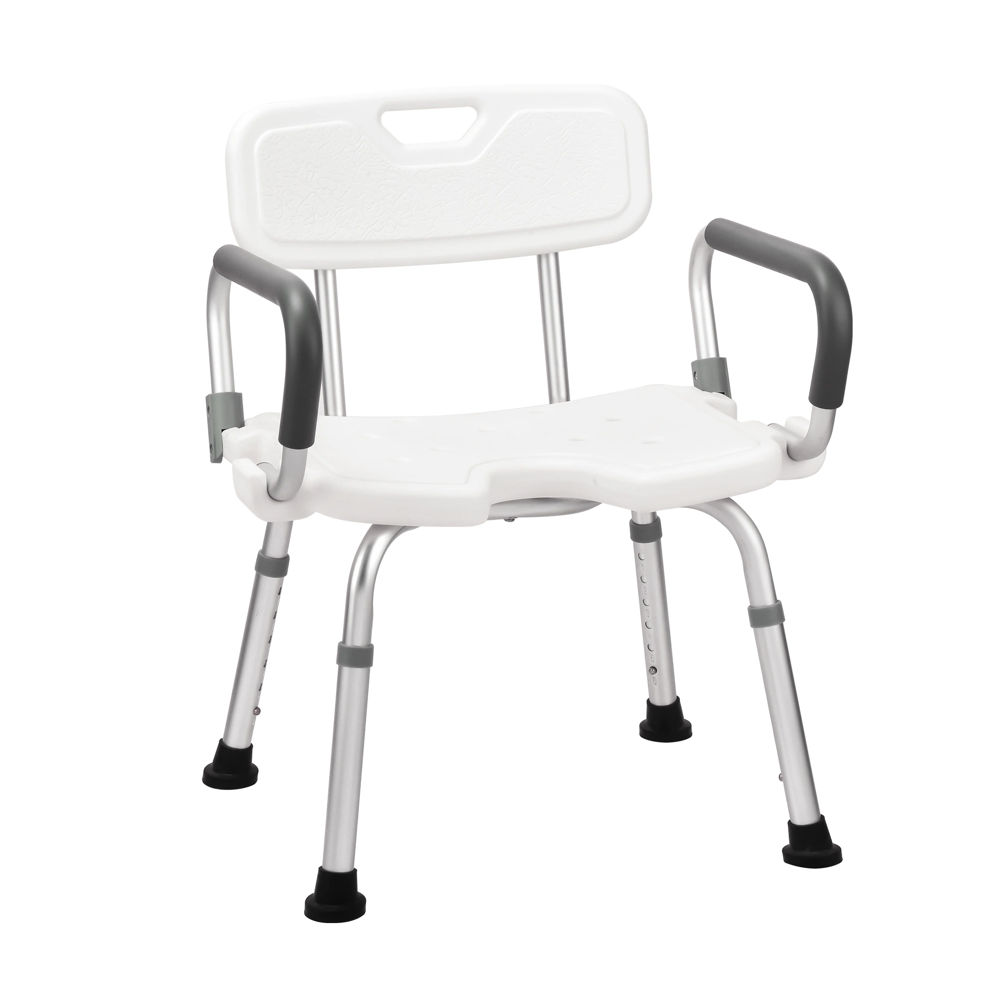 Heavy Duty Handicapped Height Adjustable Aluminum Shower Chair with Flip up Armrest