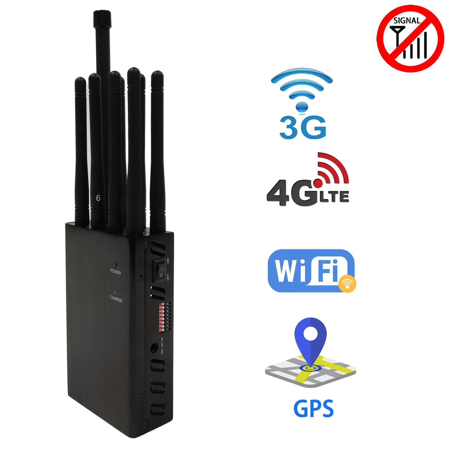 8 نطاق شبكة Bluetooth المحمولة جوال جي إس إم 2 غ 3G Jammer خلية 4G