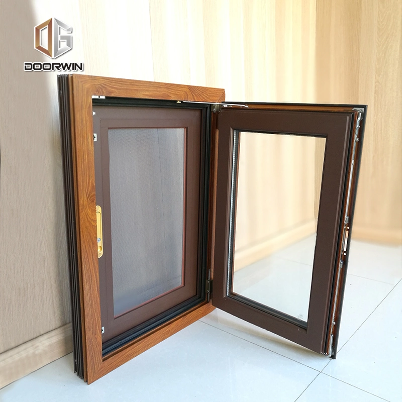 3D Wood Grain Texture Aluminum Window with Security Screens