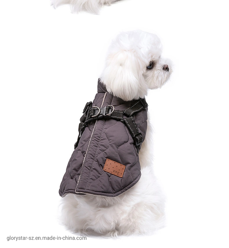 Moda cálido mascota chaleco chaqueta arnés perro ropa de invierno