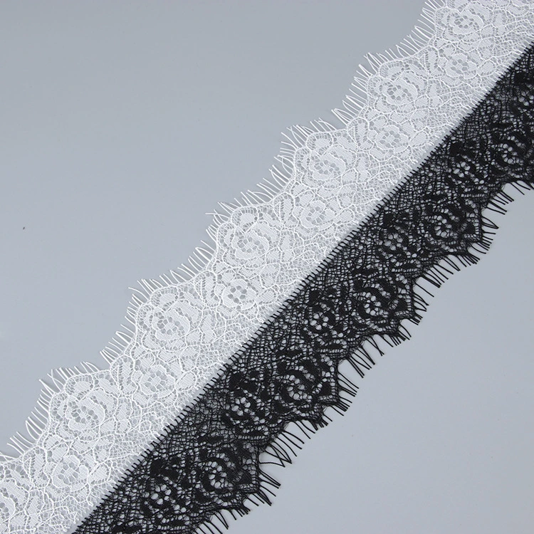 Nylon Non-Elastic Double Bar Code Knitted Eyelash Lace: Premium Wholesale/Supplier Fabric for Underwear, Garments, and Accessories