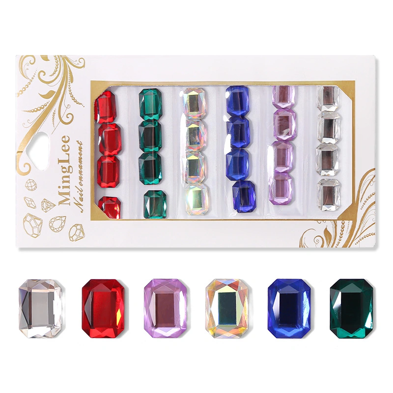 Multicolor plano octogonal de diamantes de gran juego de decoración Nail Art