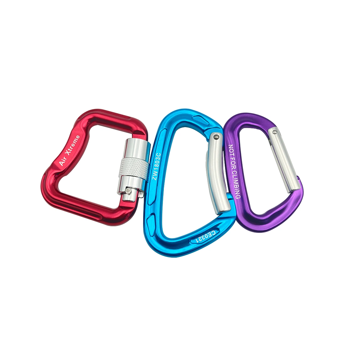 Custom 24kn Aluminum Spring Locking Wire Gate Carabiner Hook