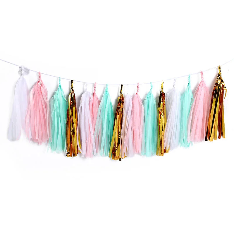 European and American Window Birthday Party Wedding Decoration DIY Tassel Package Paper Tassel Ribbon