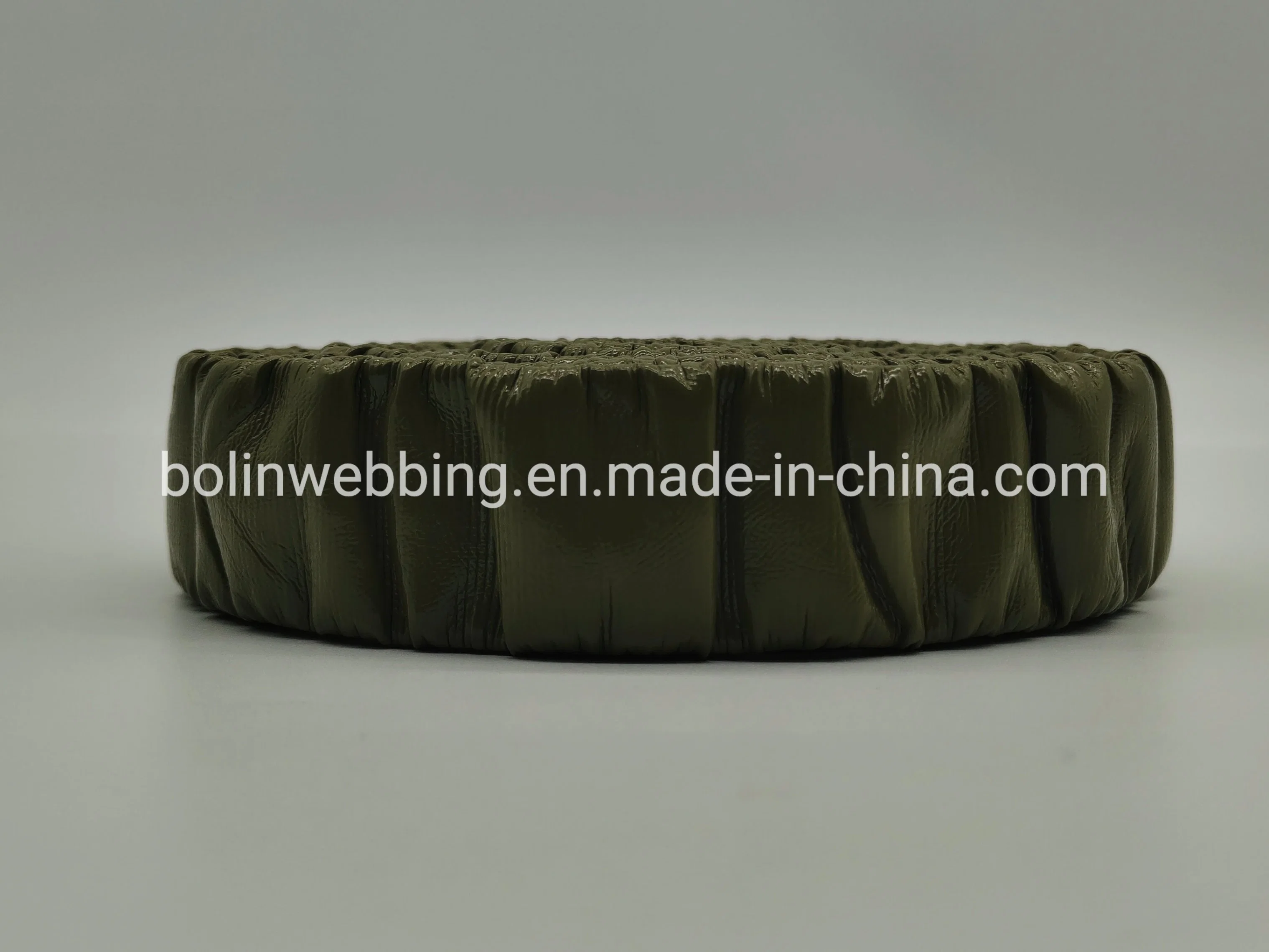 30mm Olive Green PU Elastic for Sandal OEM Wave Faux Leather for Platform Sandal, Women Quarter Strap Flat Platform PU for Shoe Accessories