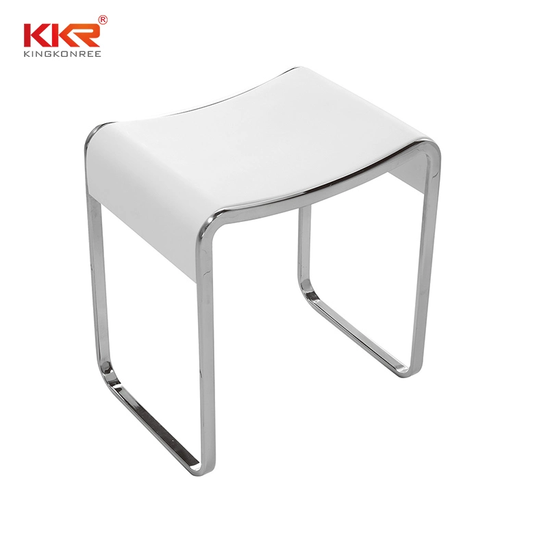 Stainless Legs Solid Surface Stone Top Surface Shower Stool