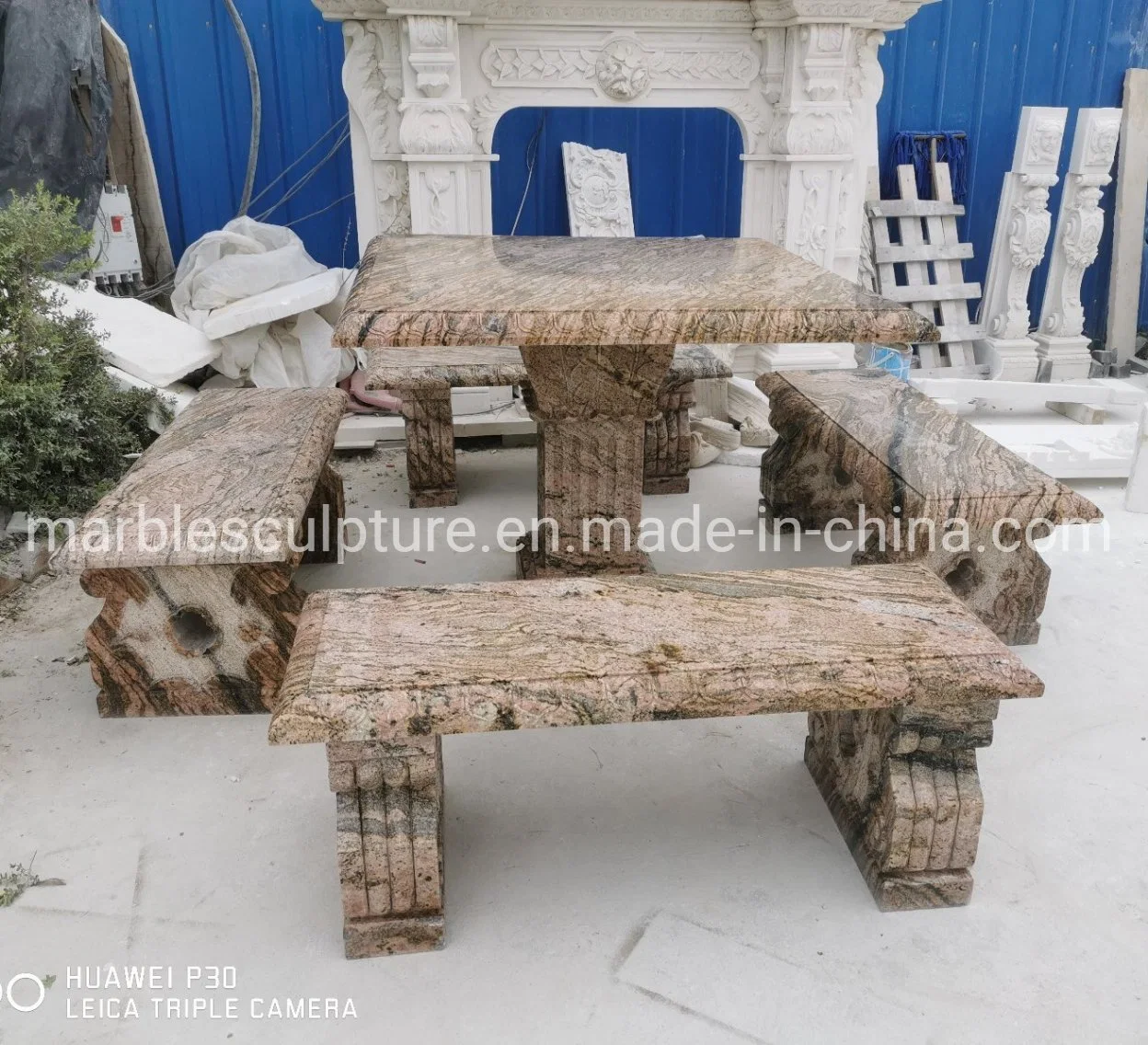 Hand Carved Granite Bench Table Sculpture Garden Decorarte (SY-GB025)