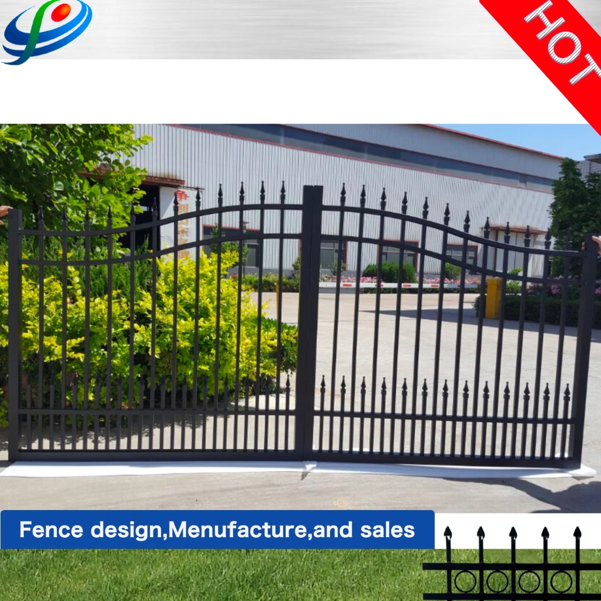 OEM&amp;ODM aluminio Louvre eléctrico Industrial moderno Fence Gate Diseño