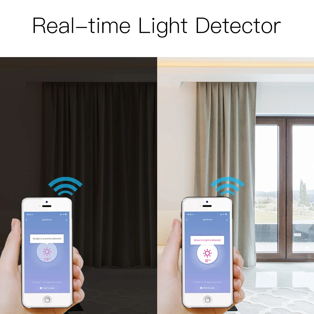 WiFi Smart Lichtsensor Beleuchtung Beleuchtung Sensor Detektor zu Ai Automation 1000lux 12V Max Tuya Smart Life APP Drahtlose Fernbedienung Control Moes Alexa