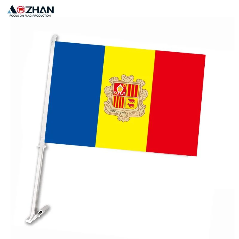 12X18 Inches Polyester Printing Custom Andorra Car Window Flag with Holder